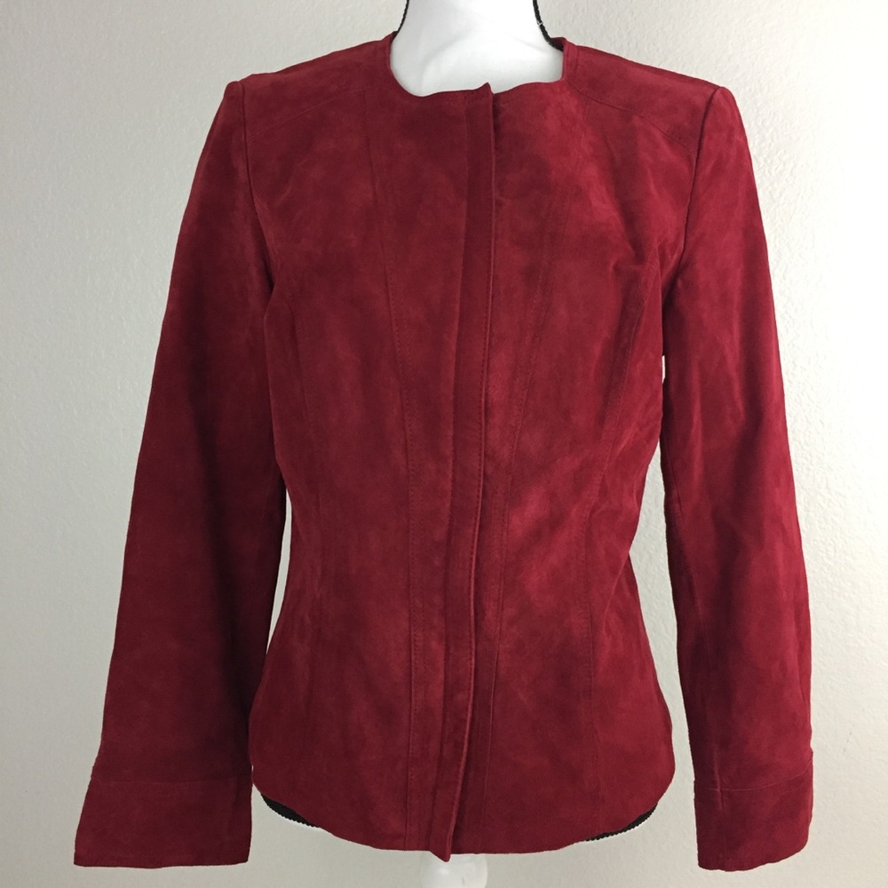 Alfani Red Leather Suede Jacket. Y49 - Picture 1 of 8